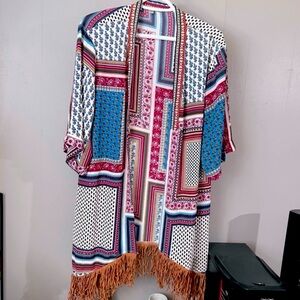 Multicolor Fringe Kimono